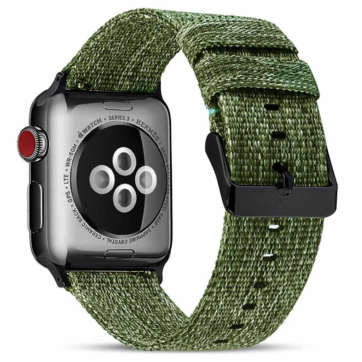 Зеленый Тканый нейлоновый ремешок для наручных часов Apple Watch серии 3/2/1 38 мм 42 мм дышащий сменный ремешок Спортивные петли для наручных часов iwatch серии 5 4 40 мм 44 мм - Цвет ремешка: Зеленый