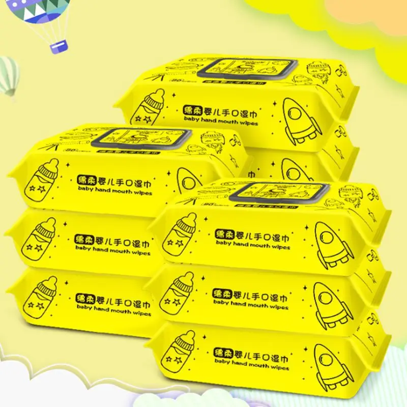 Влажные салфетки для младенцев без спирта запаха с откидной крышкой 80 салфеток в