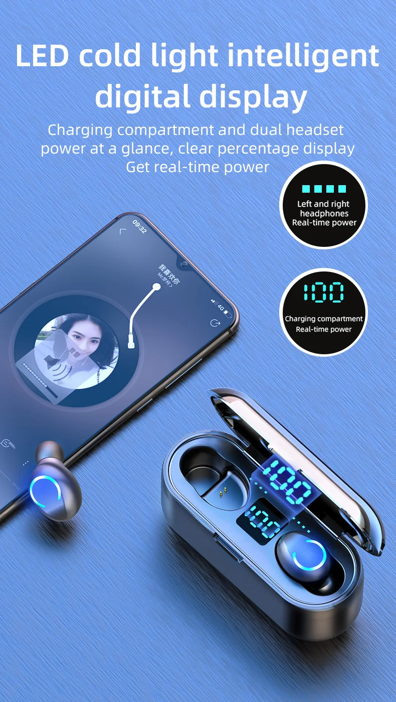 Модные наушники-вкладыши TWS Bluetooth наушники Беспроводной С Микрофоном Hi-Fi стерео