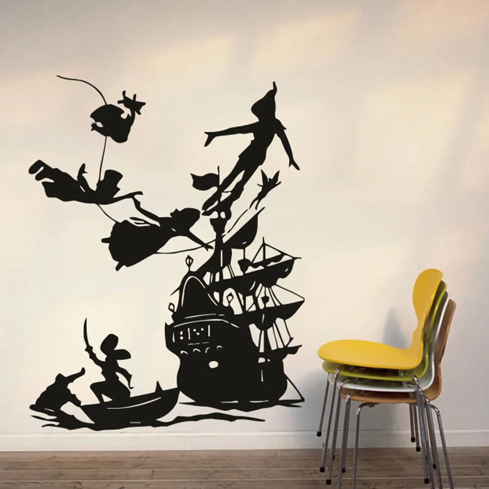 

Pirates Ship Wall Decals for Kids room Decoration Boy dream Cartoon vinyl wall Sticker waterproof Home Art Decor G437