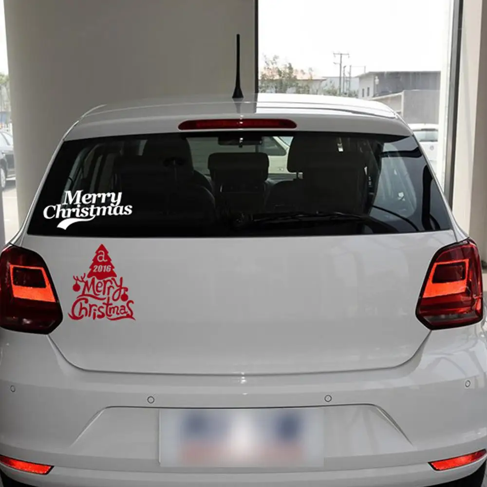 Автомобильная наклейка с надписью &quotMerry Christmas&quot принтом оленя дерева