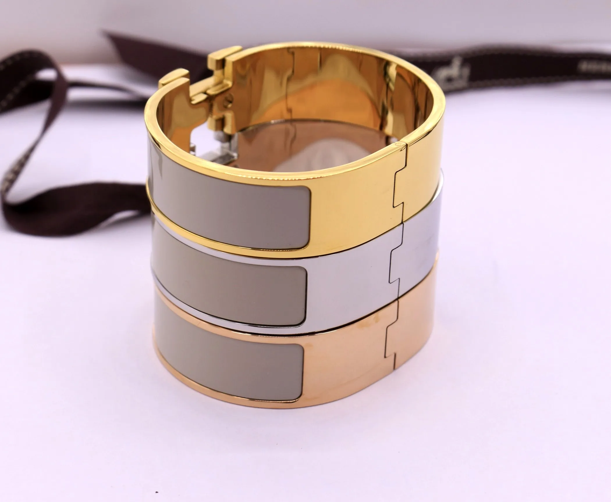 rose with gray1 12 мм, 18 мм, 33 мм, горячая Распродажа, классические браслеты с цифрами и буквами H, мужские и женские браслеты с покрытием H - Окраска металла: rose with gray1