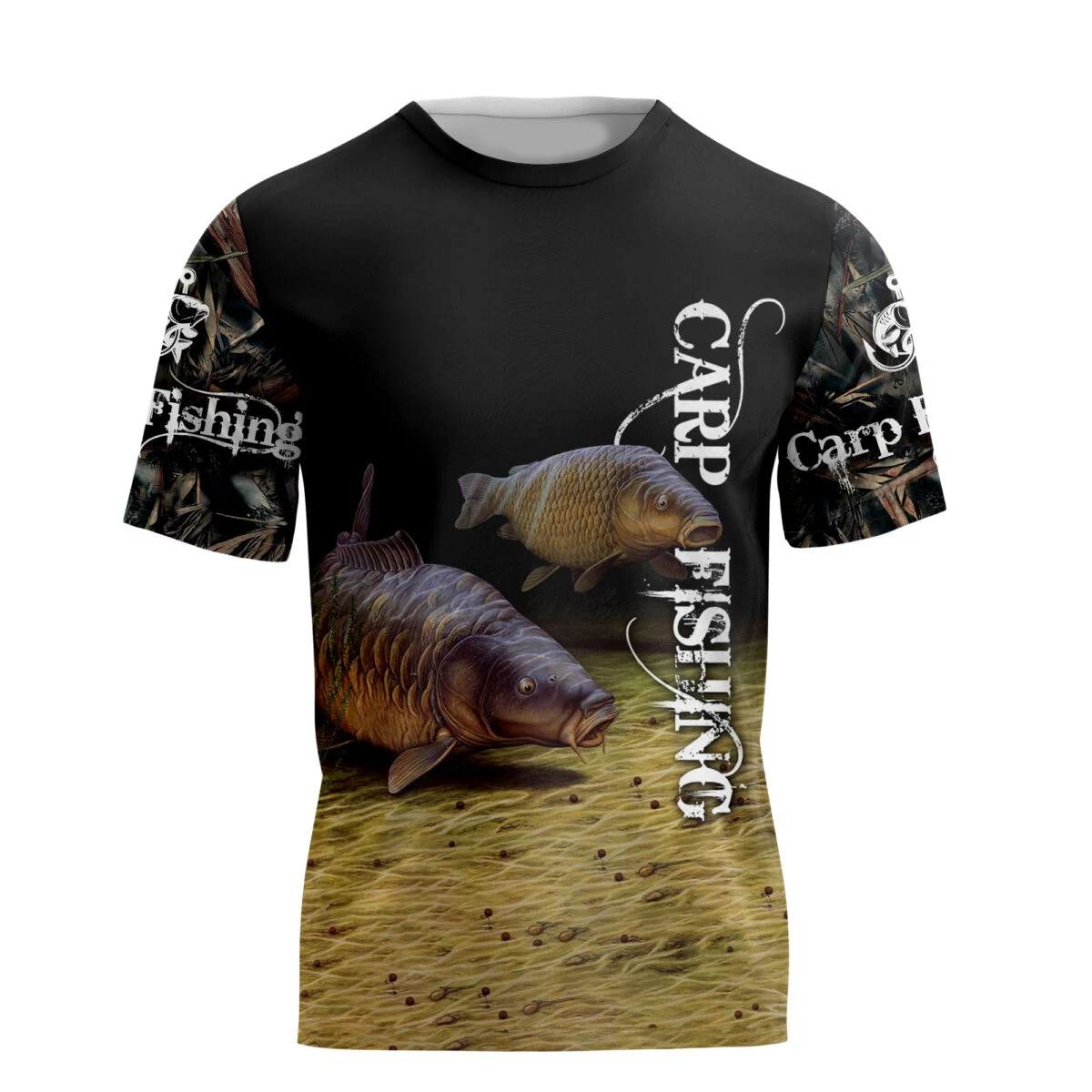 Летняя крутая хипстерская Мужская футболка с красивым рисунком карпа и рыбалки 3D
