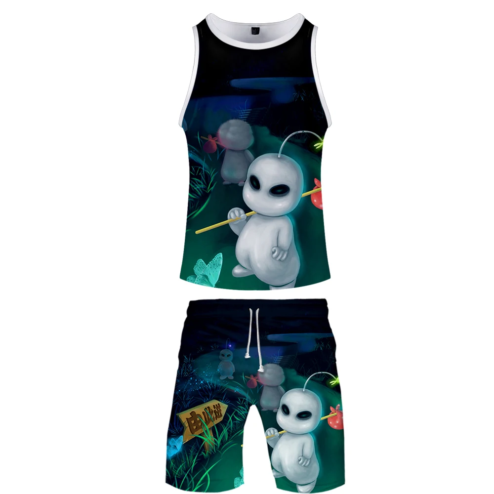 extraterrestrial 3D two piece set tank top and shorts Harajuku women Sailor moon tshirt streetwear harajuku Sleeveless Plus Size | Женская