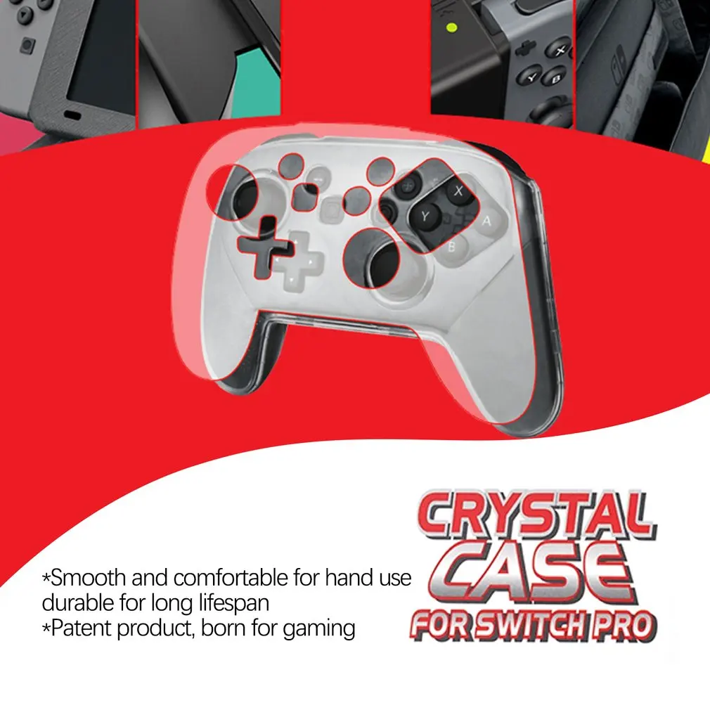 

KJH Case Hard Controller Protective Cover Handle Shell Transparent Clear Crystal for Nintend Nintendo Switch Pro Controller