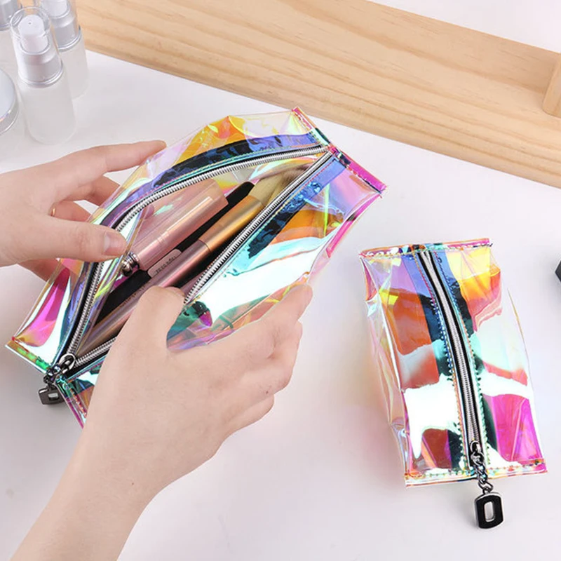 

Laser Cosmetic Bag Women Makeup Case PVC Transparent Beauty Organizer Pouch Female Jelly Bag Lady Make up Pouch 2021 New