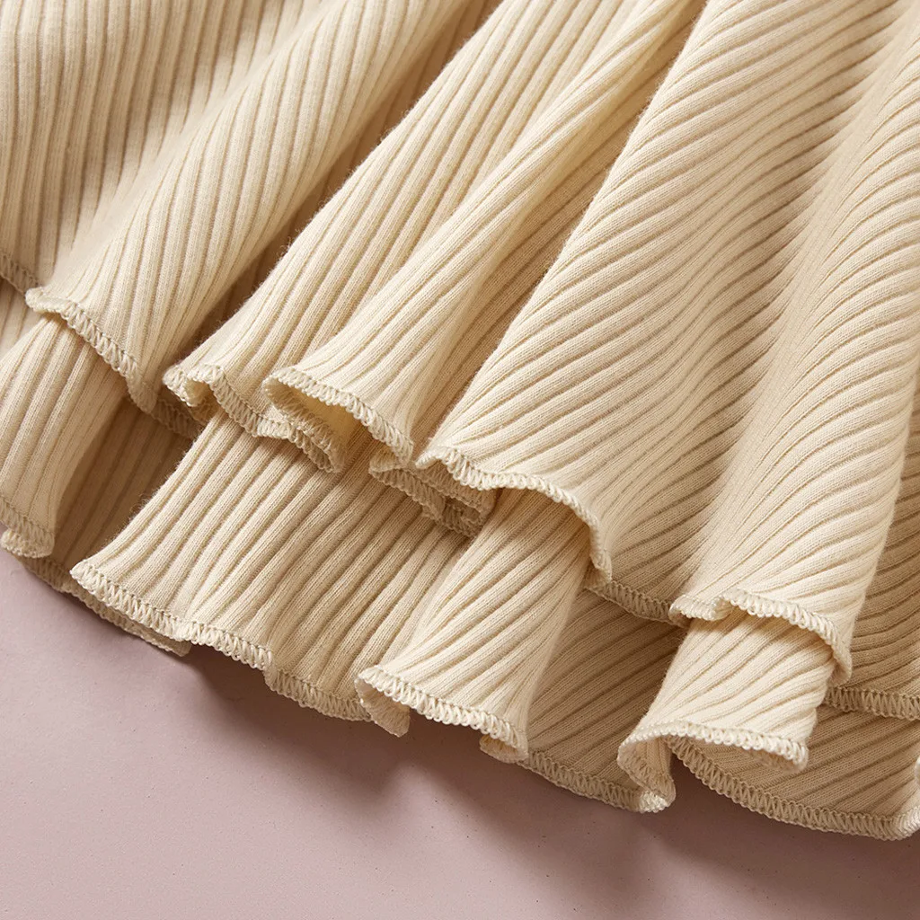 Однотонная Одежда для новорожденных девочек ребристые наряды детские топы с