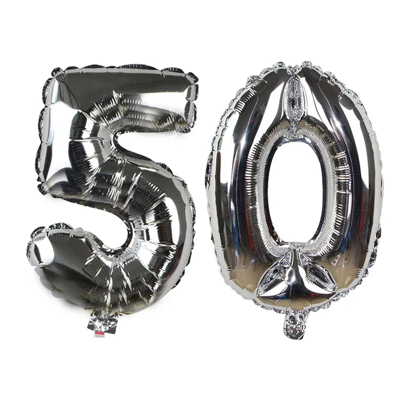 silver 50 balloon 32 дюймов 5 цветов воздушный шар баннер 18 21 30 40 50 60 день рождения украшение для взрослых день рождения письмо номер Фольга Воздушный шар Globos мяч - Цвет: silver 50 balloon
