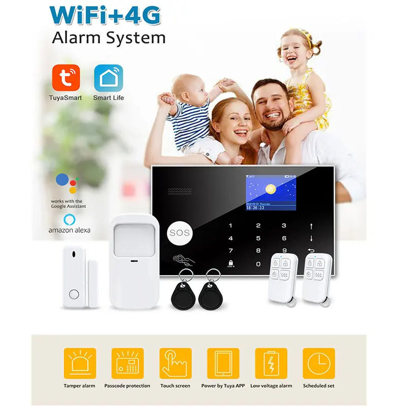 4G 3G Wi Fi охранной сигнализации Системы с IP Камера Alexa совместимых умный дом