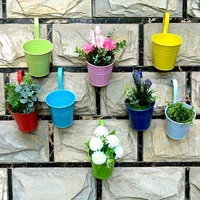 10 pcs flower pots metal bucket flower holders detachable hook hanging flower pots garden pots balcony planters