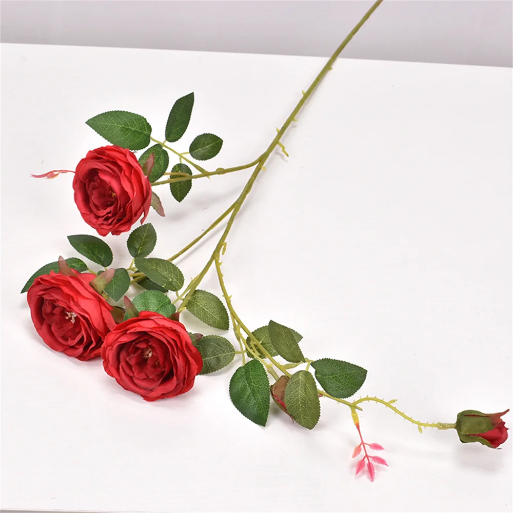 

6 Heads Rose Home Decoration Wedding Bouquet Artificial Flower Table Dinner Indoor Decor Valentine's Day Present Garden Flowers