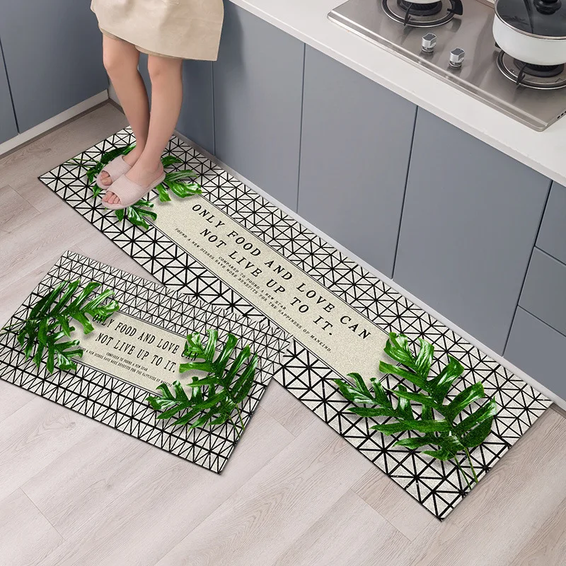 

Free shipping Kitchen Carpet Anti Skidding Large Bathroom Rug Modern polyester Woven Floor Mat