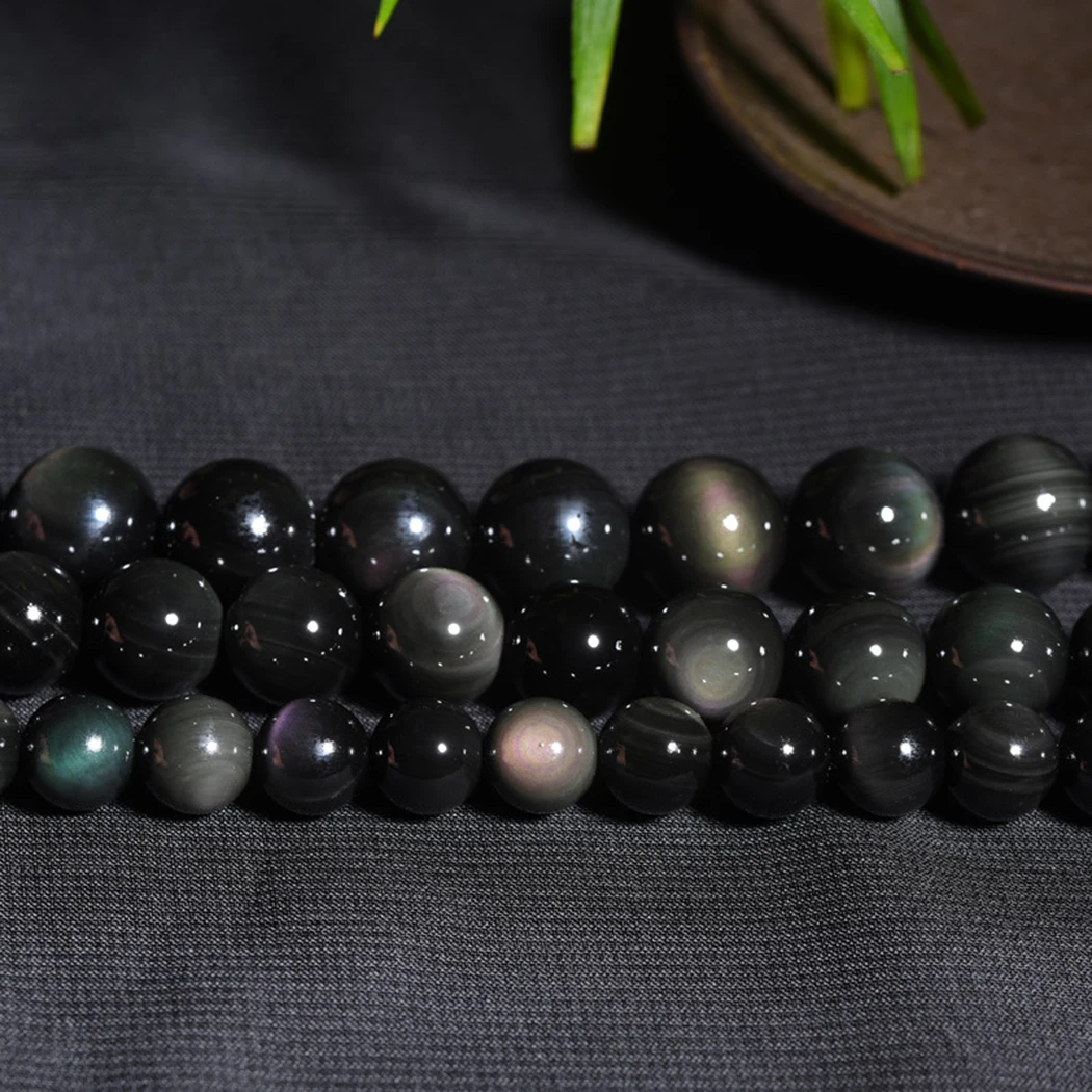 Круглые Бусины Из Натурального обсидиана 4-12 мм для изготовления ювелирных