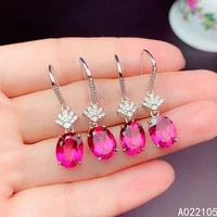 kjjeaxcmy fine jewelry 925 sterling silver inlaid natural pink topaz women vintage elegant oval gem eardrop earrings support det