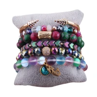 rh fashion bohemian jewelry accessory natural stone bracelet bangle stack bracelets sets for women gift dropship
