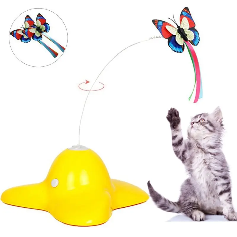 

Electric Rotating Butterfly Pet Cat Electric Toys Teaser Interactive Cats Toy Rotating designed Funny Feather Toys for Pet Cats