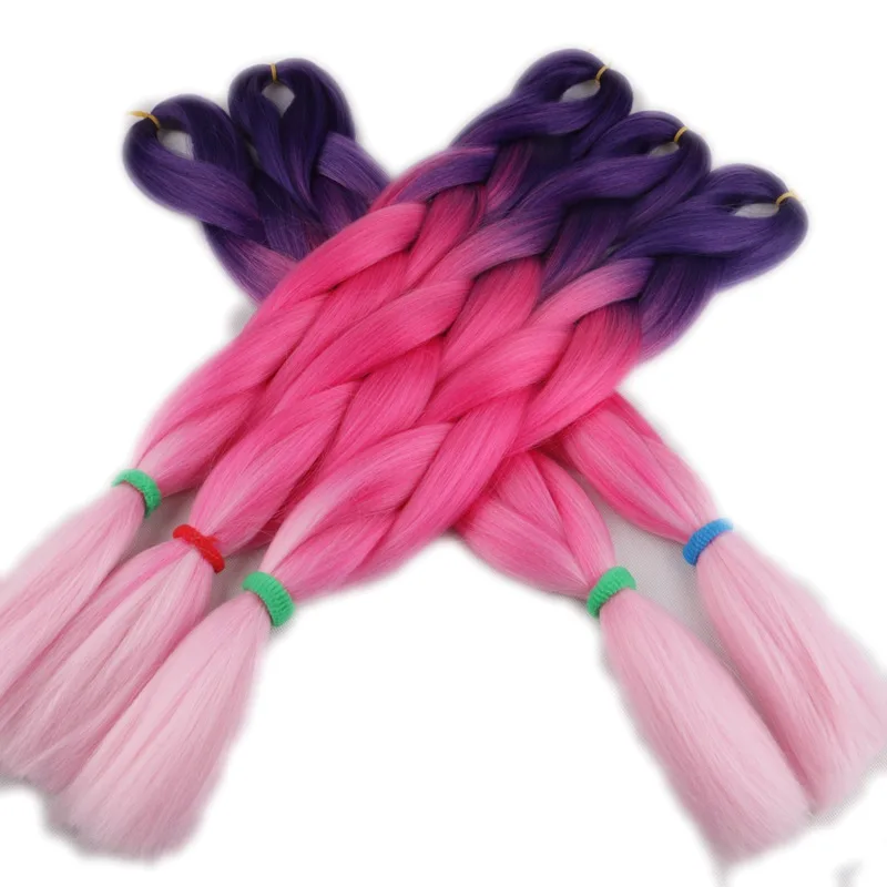 Desire for hair, 1 упаковка, 24 дюйма, 100 г, синтетические огромные косички, цвет Омбре, черный, серый, бордовый, косички для наращивания волос - Цвет: T4/613#