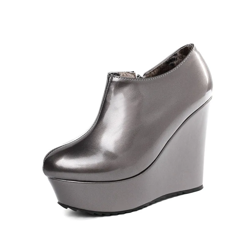 Новые осенне зимние ботильоны женские полусапожки пикантные ботинки на танкетке