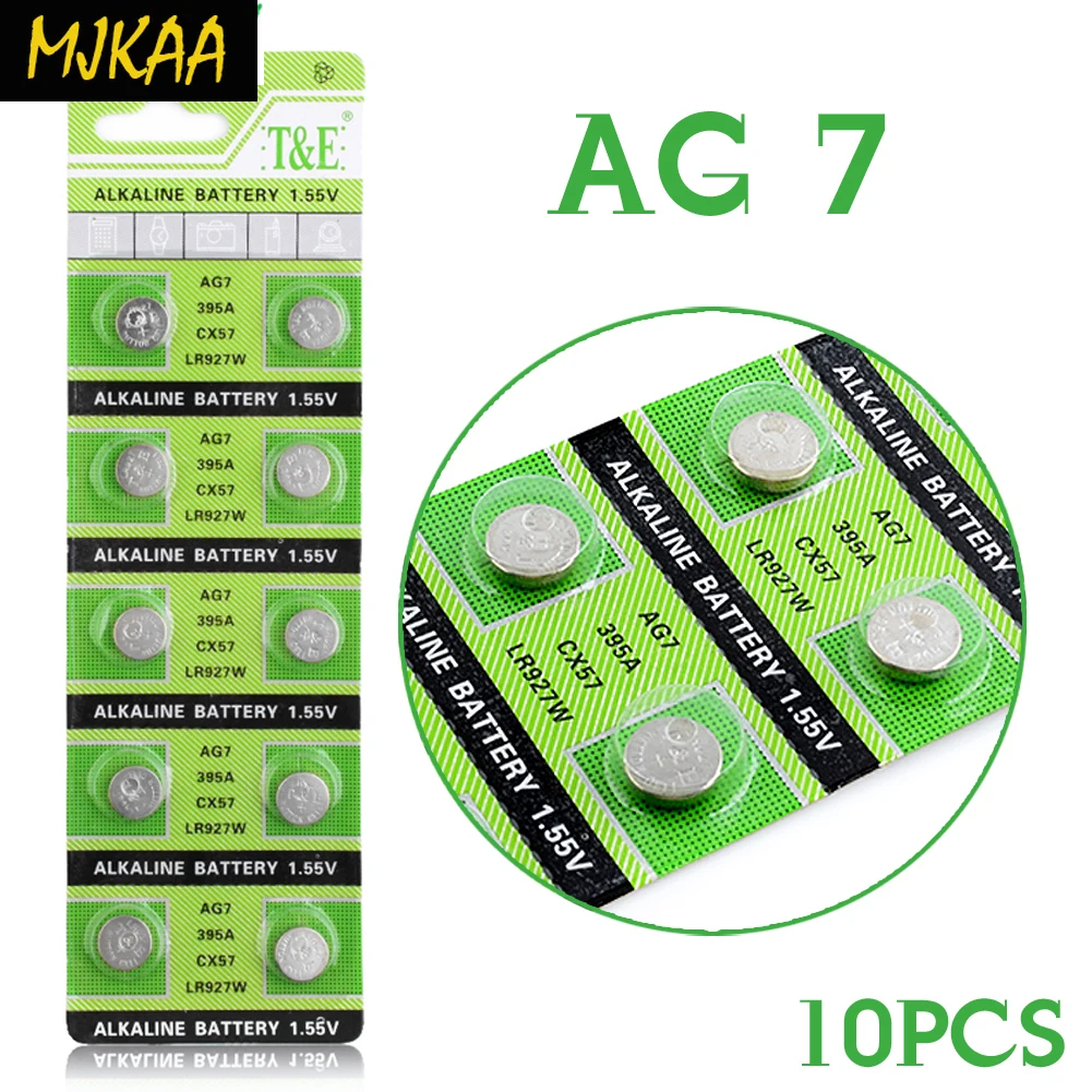 10 шт./упак. AG7 кнопочные батареи батарейка для монет щелочная батарея 1 5 в GR927 395A LR927