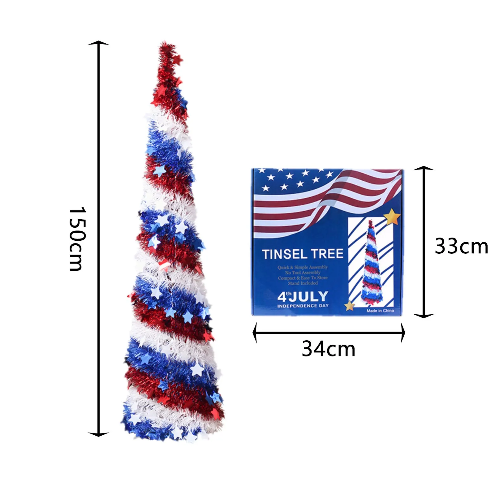 

American Independence Day flag color stars garland wool top tree hotel shopping mall living room bedroom DIY holiday decoration