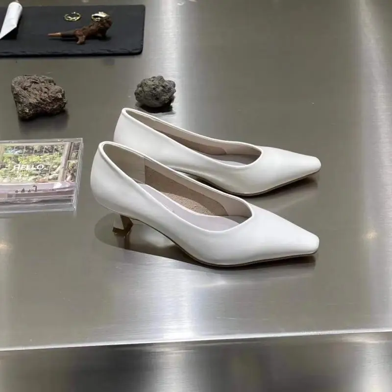 

3cm Heels Shallow Mouth Slip On Dress Shoes Round Toe Woman Lace-Up All-Match Sandals Ladies Pointed Pumps 5cm Slip-On Formal Go