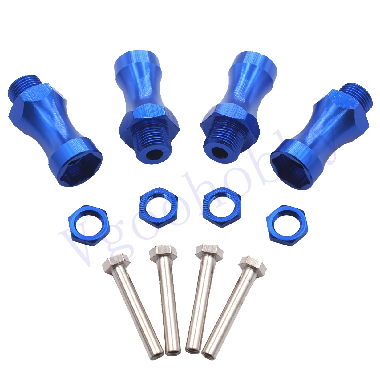 4Pack Aluminum 12mm to 17mm Wheel Extension Hex Drive Hub Widener 30mm Offset for 1/10 Off-Road RC Car Buggy Monster Truck,Blue