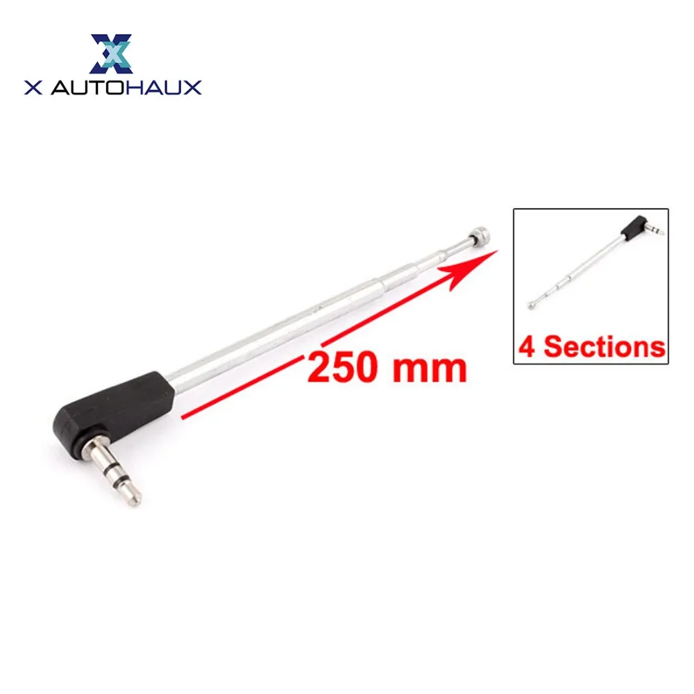 

X AUTOHAUX универсальная 25 см 4 секции аудио разъем Fm Радио ТВ телескопическая антенна