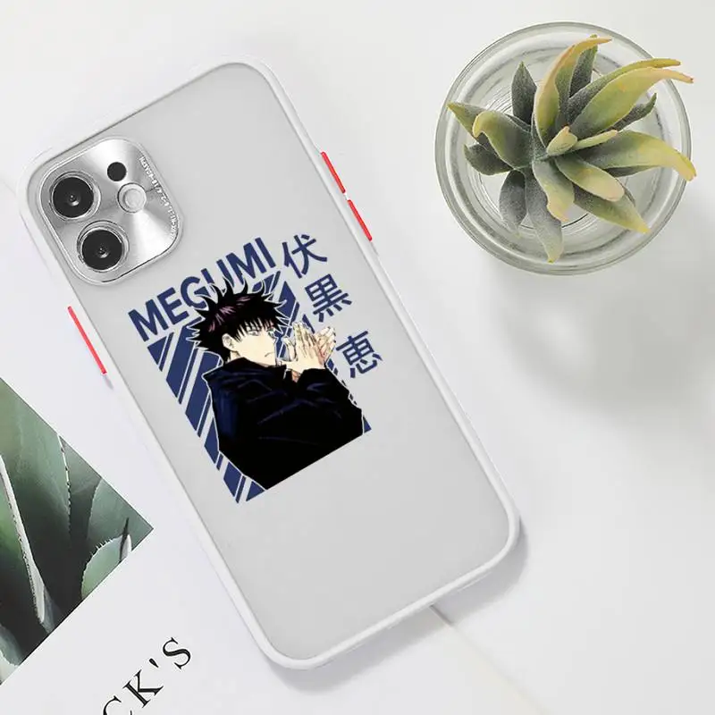 

Hot Anime Jujutsu Kaisen Phone Case For iPhone 12 11 Mini Pro XR XS Max 7 8 Plus X Matte transparent White Cover