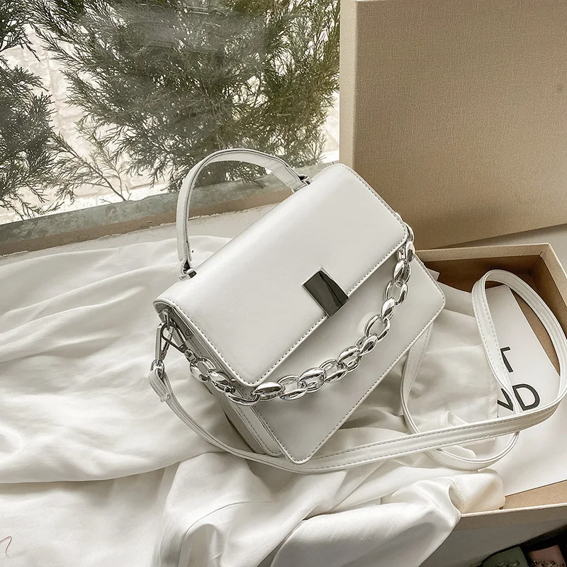 

Новинка 2021, женские сумки через плечо для женщин, качественные кожаные сумки-мессенджеры на толстой цепочке, женская сумка и кошелек