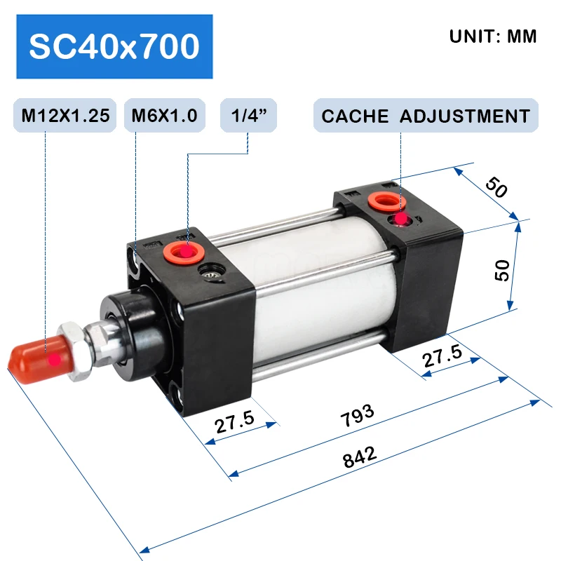 SC40X700 40mm Bore 700mm Air Pressure Plunger Stroke Actuator Price Double Acting Piston And Pneumatic Cylinder Standard | Строительство