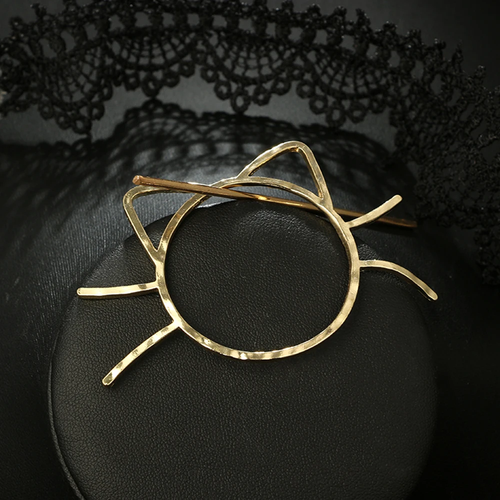 Женская заколка для волос Meow Cat 1 шт. металлическая с геометрическим рисунком шаль