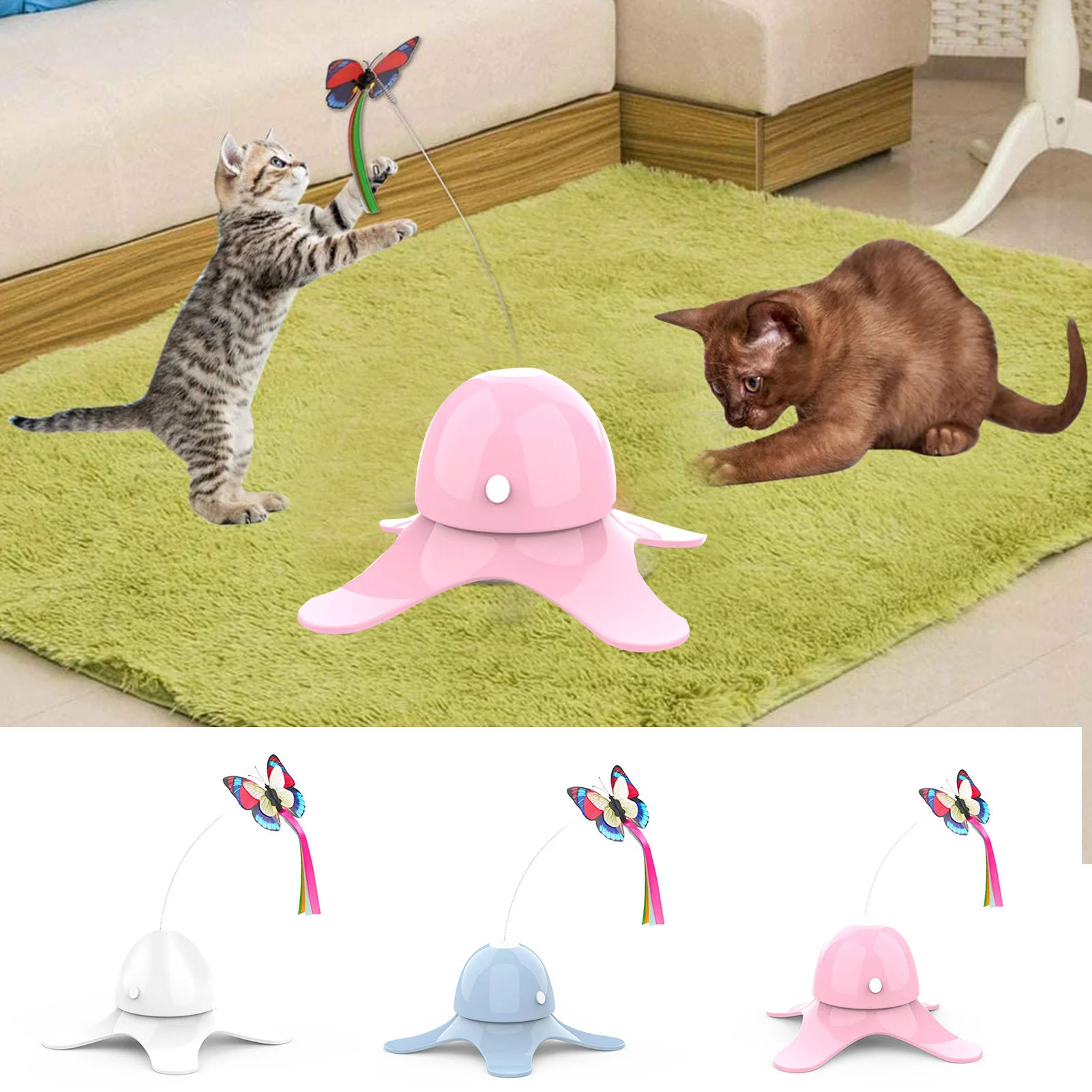 

Электронная игрушка для кошек, автоматическая игрушка для упражнений для кошек, палочка-бабочка, интеллектуальные вращающиеся игрушки K888