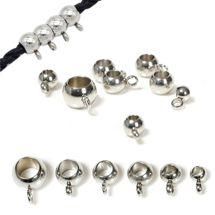 

10pcs Stainless Steel Large Hole Bail Beads Pendant Clasp Hanging Connector Leather Rope Cord Accessories for Jewelry Making DIY