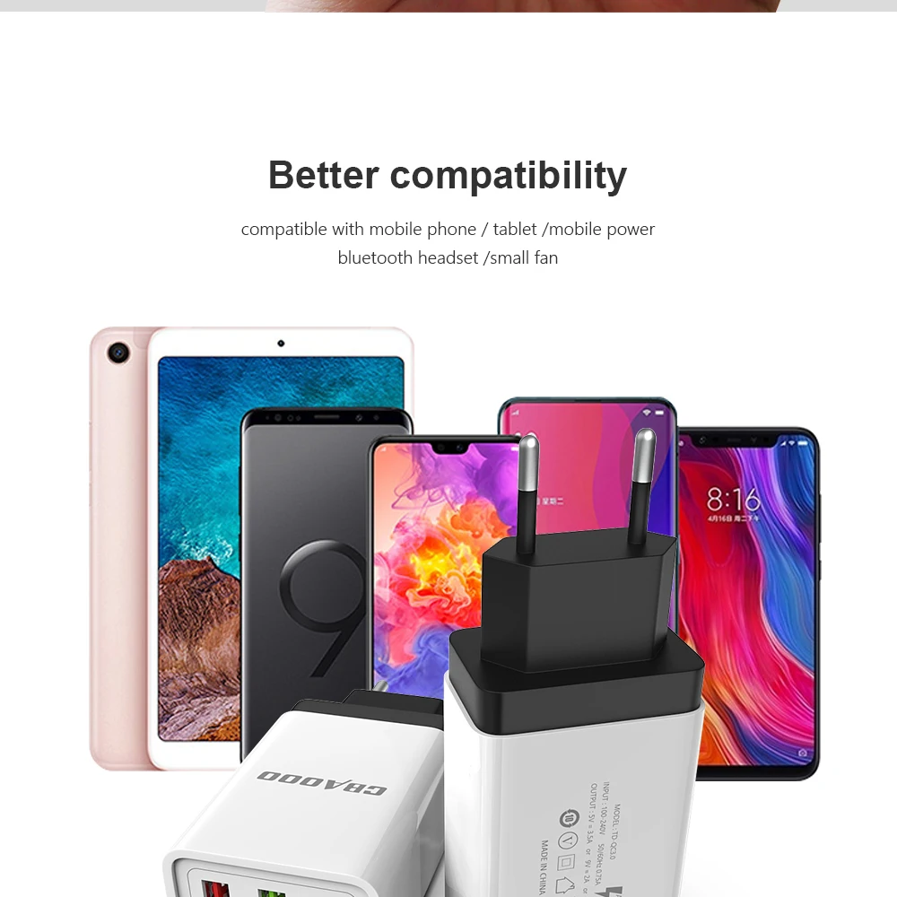USB зарядное устройство quick charge 3,0 зарядное устройство для мобильного телефона iPhone X 8 7 iPad EU быстрое настенное зарядное устройство для samsung S9 Xiaomi Mi 8 huawei