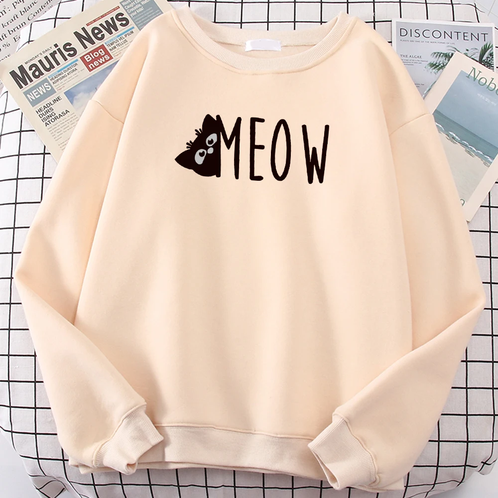 

Мужской свитшот с надписью Lette Meow And Cat, женский спортивный свитер с длинным рукавом и круглым вырезом, мужской свитер, 1 шт., изготовленный на ...
