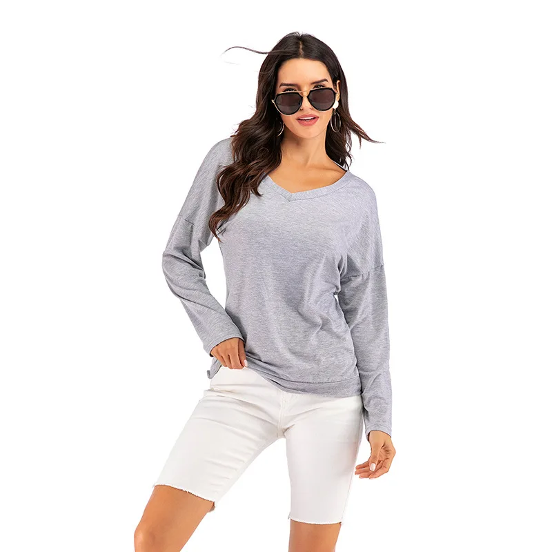 Женские повседневные топы с открытой спиной и v образным вырезом свитер длинными