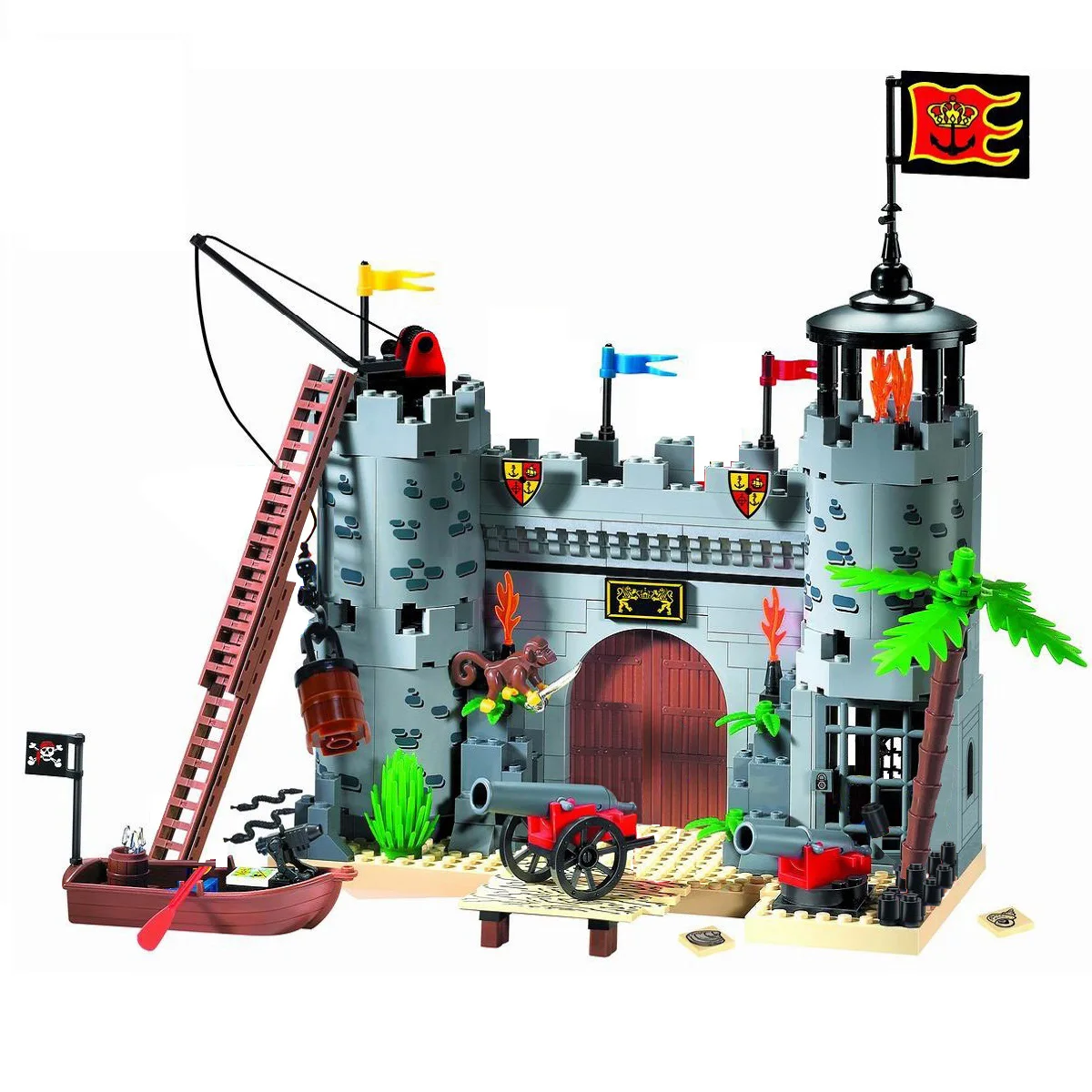 Развивающий строительный блок Пираты и Королевская гвардия боевой замок 366 шт.
