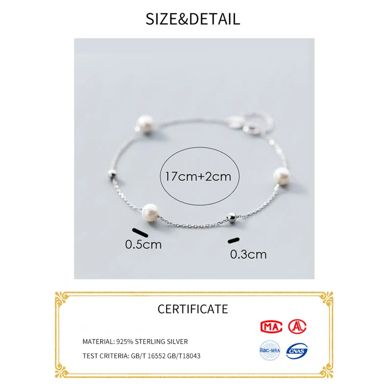 Женский браслет из серебра 925 пробы с искусственным жемчугом | Украшения и