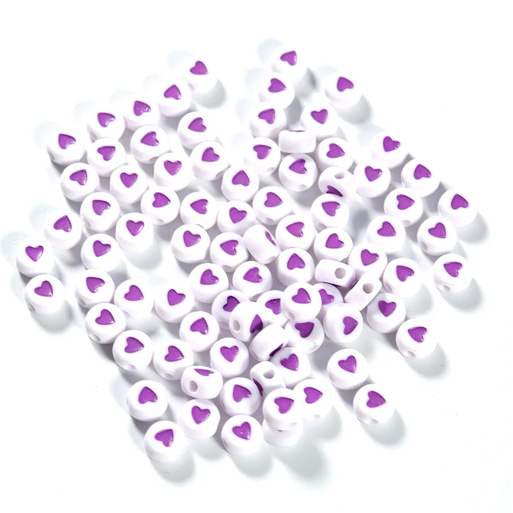 

300pcs/lot 7mm Acrylic Colorful Circle Love Heart Beads For Women Girls Handmade DIY Necklace Accessories Bracelet Jewelry