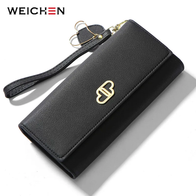 Кошелек WEICHEN женский с кисточкой-сердцем отделением для карт и ремешком на