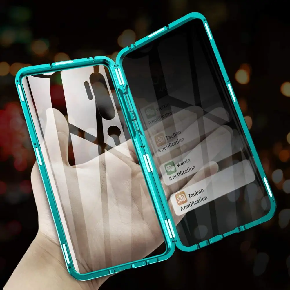 

Magnetic Adsorption Metal bumper case built-in Anti-Spy Privacy Tempered Glass Screen Protector For Xiaomi Mi Note 10 / CC9 Pro