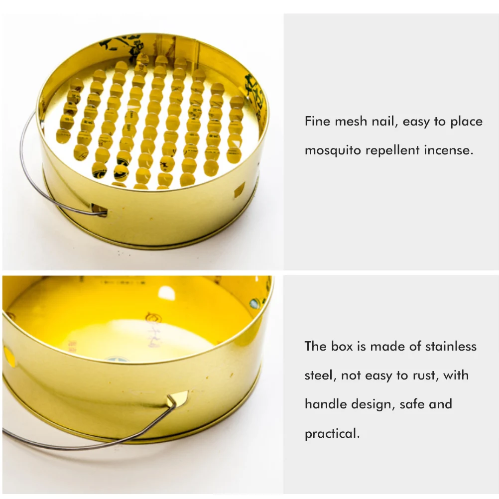 

Mosquito Coil Holder with Cover Round Fireproof Metal Incense Holder for Indoor Outdoor