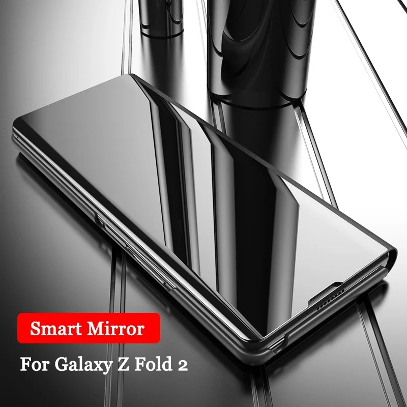 

Luxury Plating Mirror Flip Case For Galaxy Z Fold 2 , Smart Leather For Samsung Galaxy Z Fold 2 5G Phone Case Stand Holder Cover