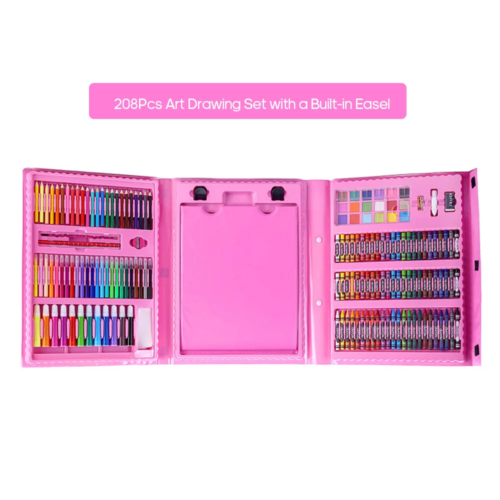 Набор для рисования 208 шт. детские инструменты акварельные ручки/мелки/цветные
