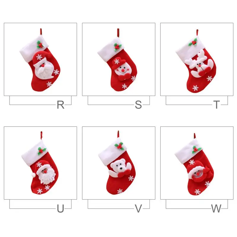 New Little Christmas Stockings Santa Claus Snowman Holiday Gift Bag Home Garden Festive Party Supplies | Дом и сад