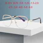 Очки для близорукости с полуободковой линзой с защитой от сисветильник, женские Модные металлические квадратные очки для близорукости от 0-0,5-0,75 до-6,0