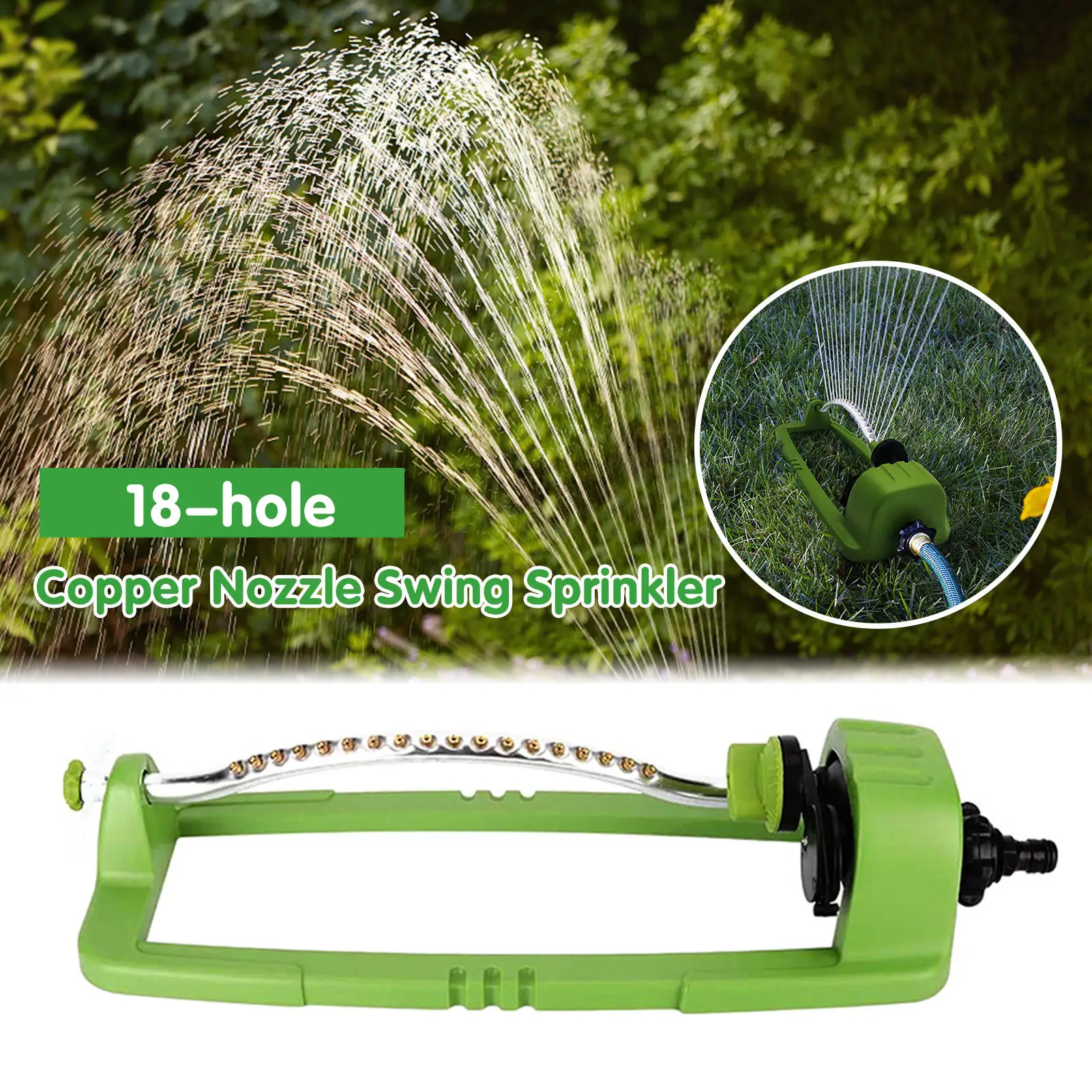 

Watering Sprinkler Adjustable 18-hole Copper Nozzle Sprayer Automatic Swing Type Sprinkler Garden Lawn Watering Irrigation Tool
