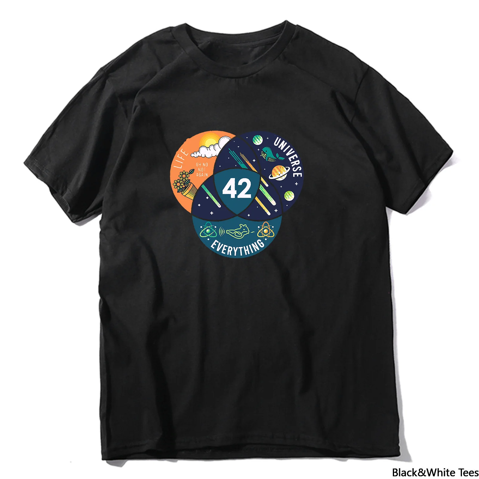 

Unisex The Answer To Life The Universe and Everything Funny Summer Men's T-Shirt Loose Harajuku O-Neck Streetwear