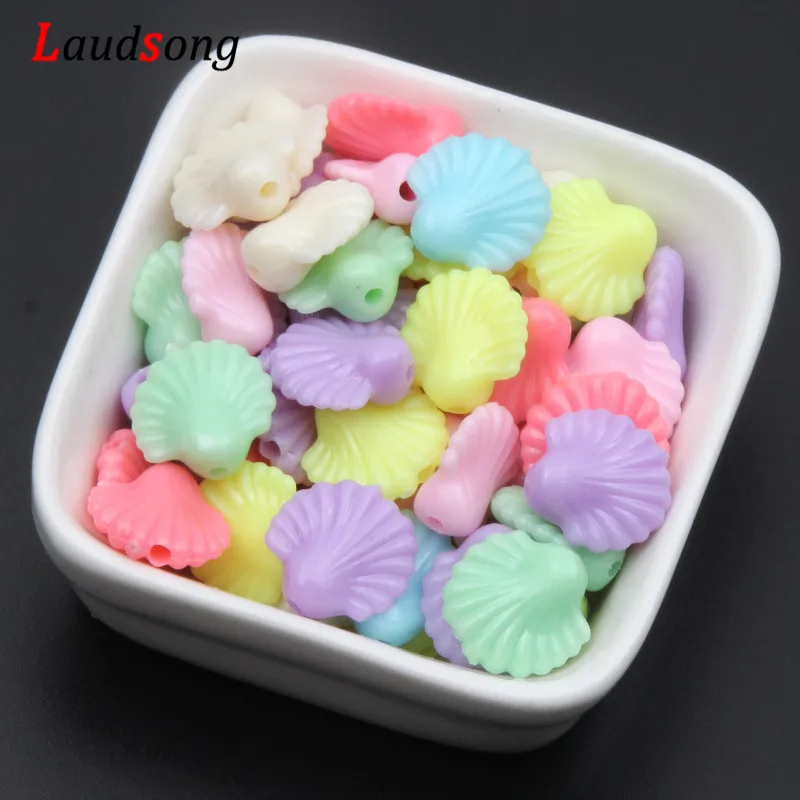 50pcs Candy Color Shell Beads Spacer Loose Acrylic 14mm For DIY Charm Pendant Jewelry Making Necklace | Украшения и аксессуары