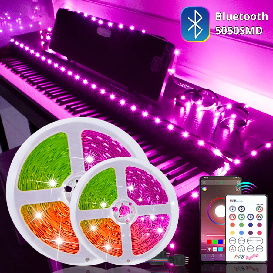 12V Светодиодный светильник с полосками для спальни Bluetooth музыка синхронизация 5050